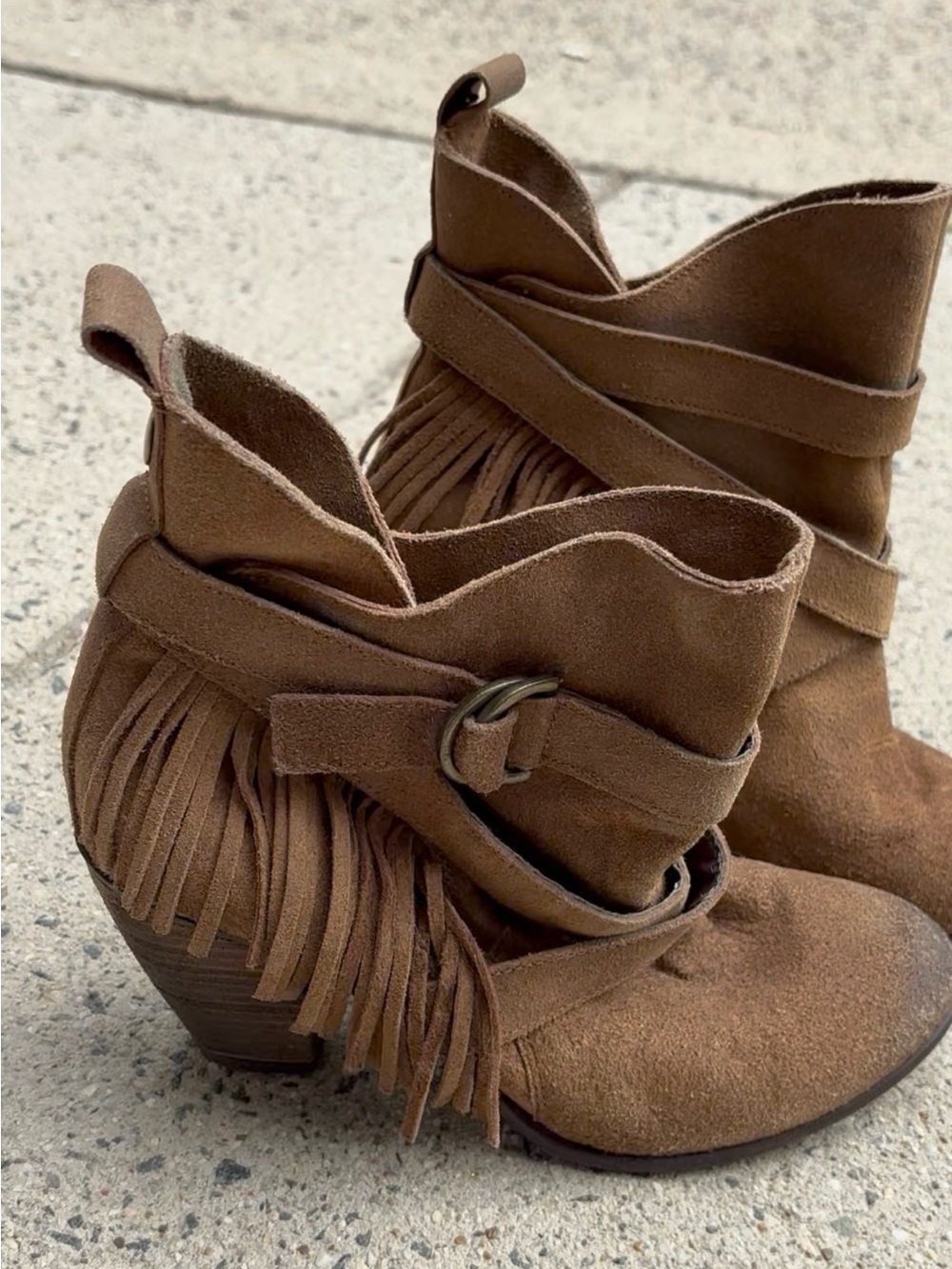 Naughty Monkey Brown Suede Fringe Ankle Boots